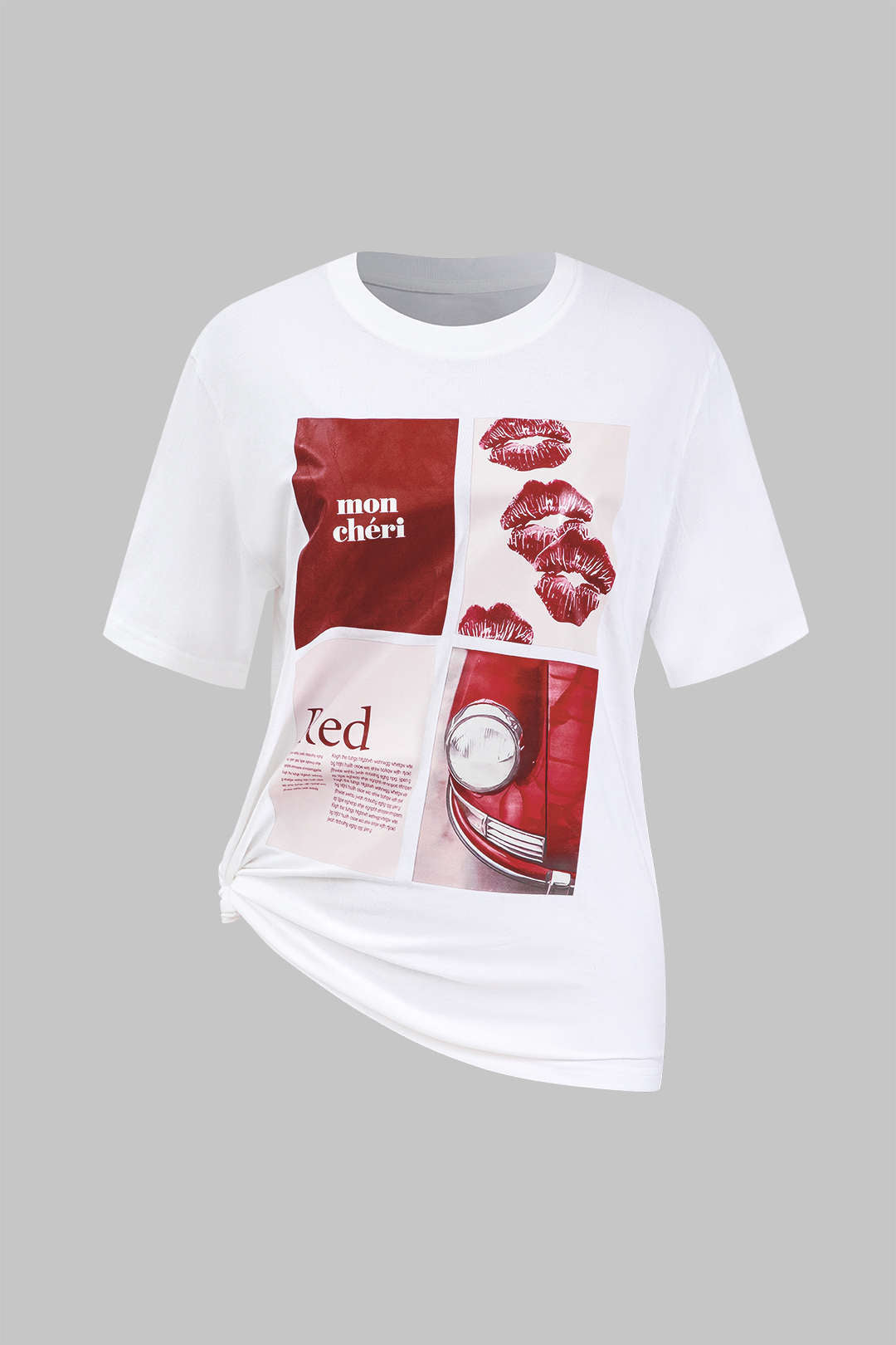 Camiseta Unisex Estampado De Letras Con Cuello Redondo
