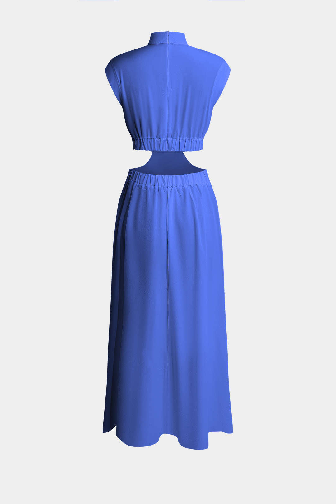 Vestido Maxi Plisado Con Cuello Alto Y Abertura Elegante