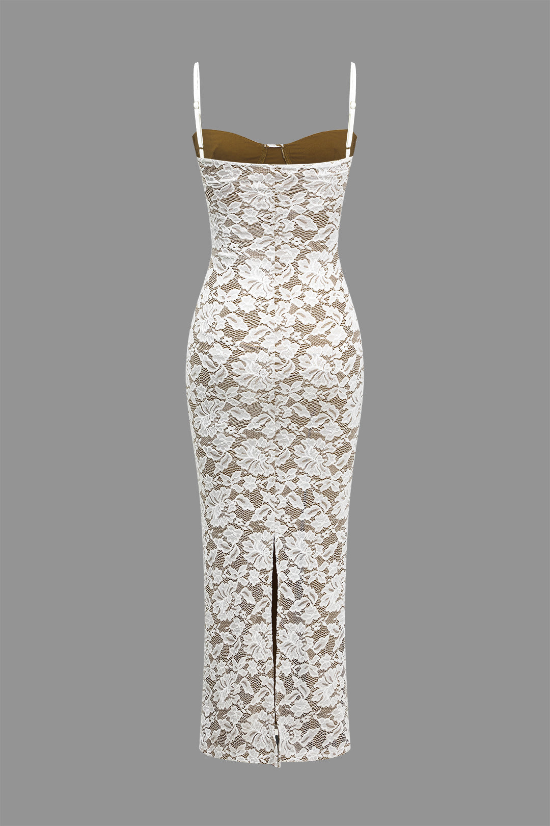 Vestido Largo de Encaje con Abertura Elegante para Mujer