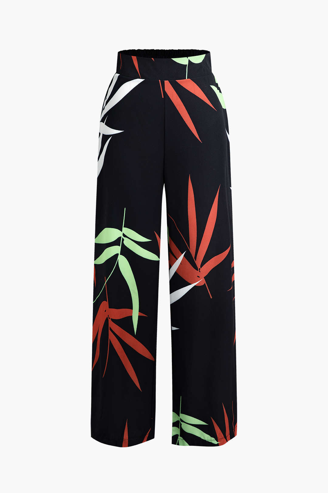 Conjunto Top Espagueti Pantalón Estampado Hojas De Bambú