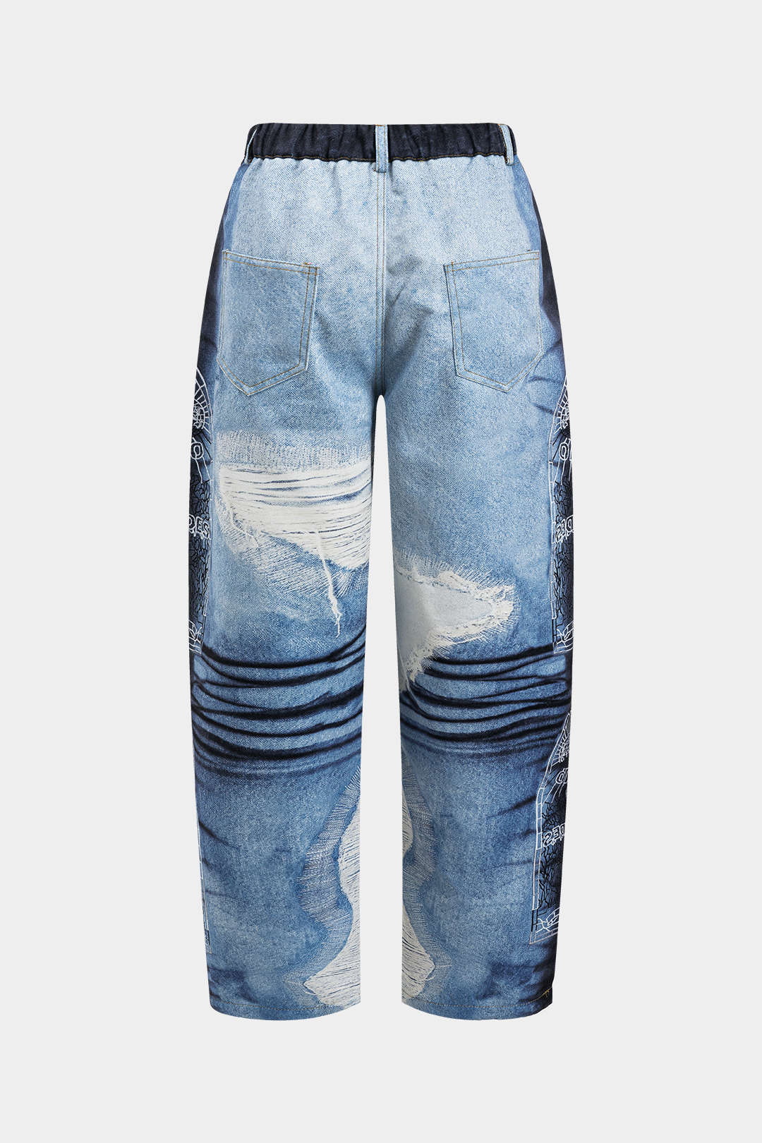 Pantalones Abstractos Con Bolsillos Botón Diario Estilo