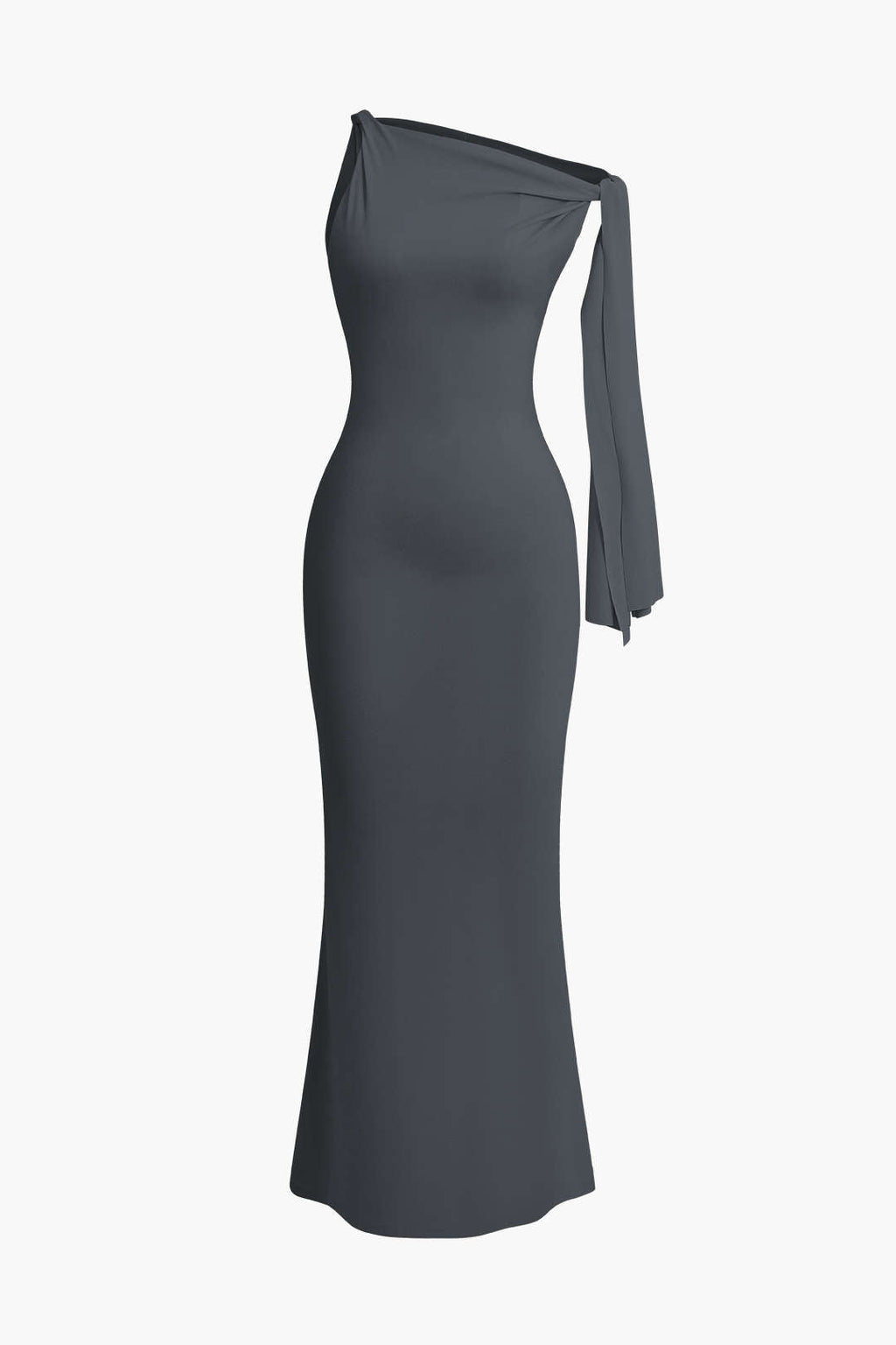 Vestido Maxi Sirena Asimétrico Con Nudo Elegante Lujo