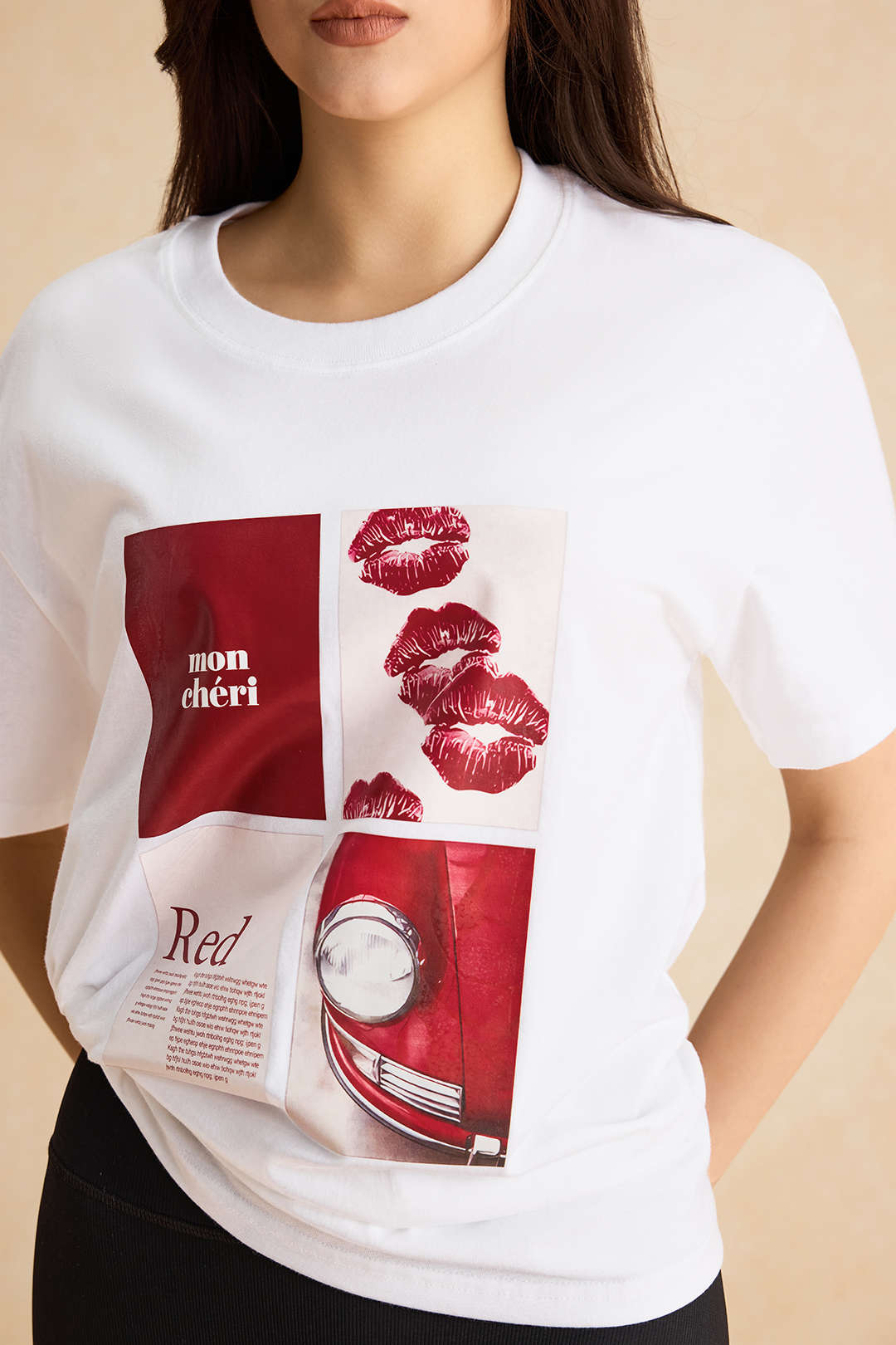 Camiseta Unisex Estampado De Letras Con Cuello Redondo