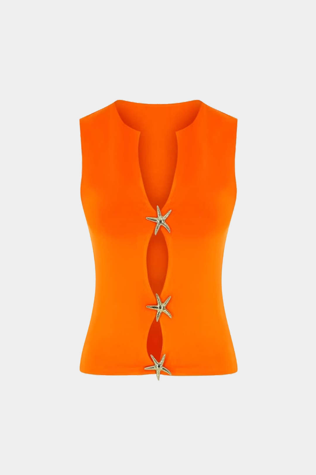 Camiseta Sin Mangas Minimalista Detalle Cremallera Moderna