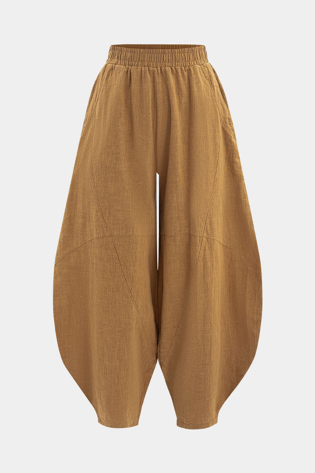 Pantalones Anchos Con Bolsillos Fruncidos Mujer Casual