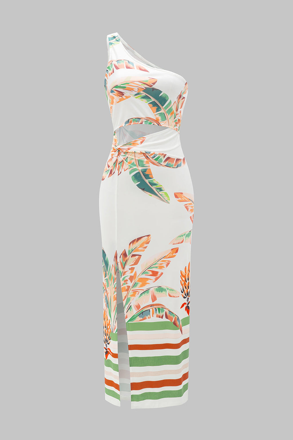 Vestido Midi Floral Sin Mangas Recortes De Hombros Rendija