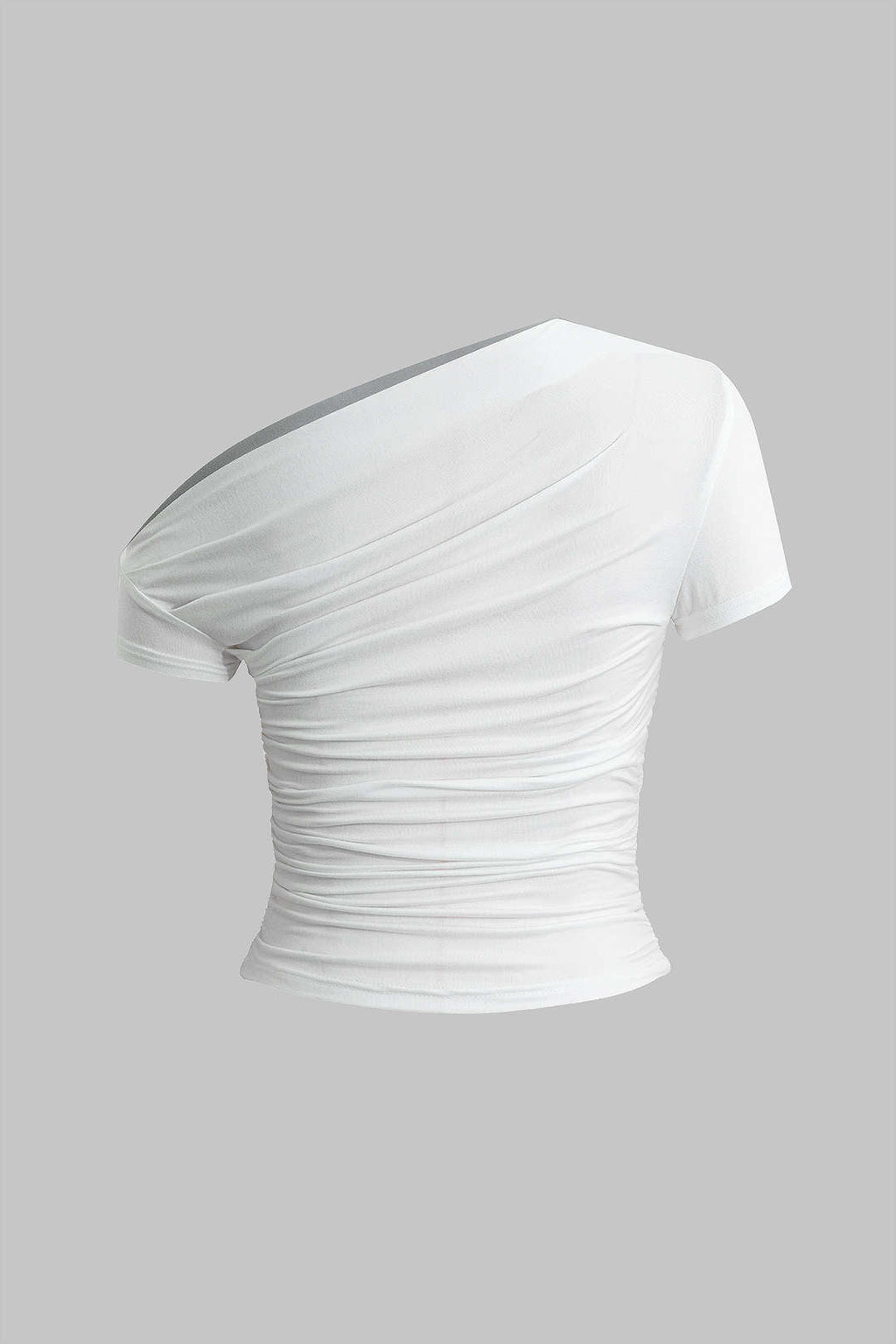 Camiseta Básica Asimétrica Drapada Para Uso Diario Versátil