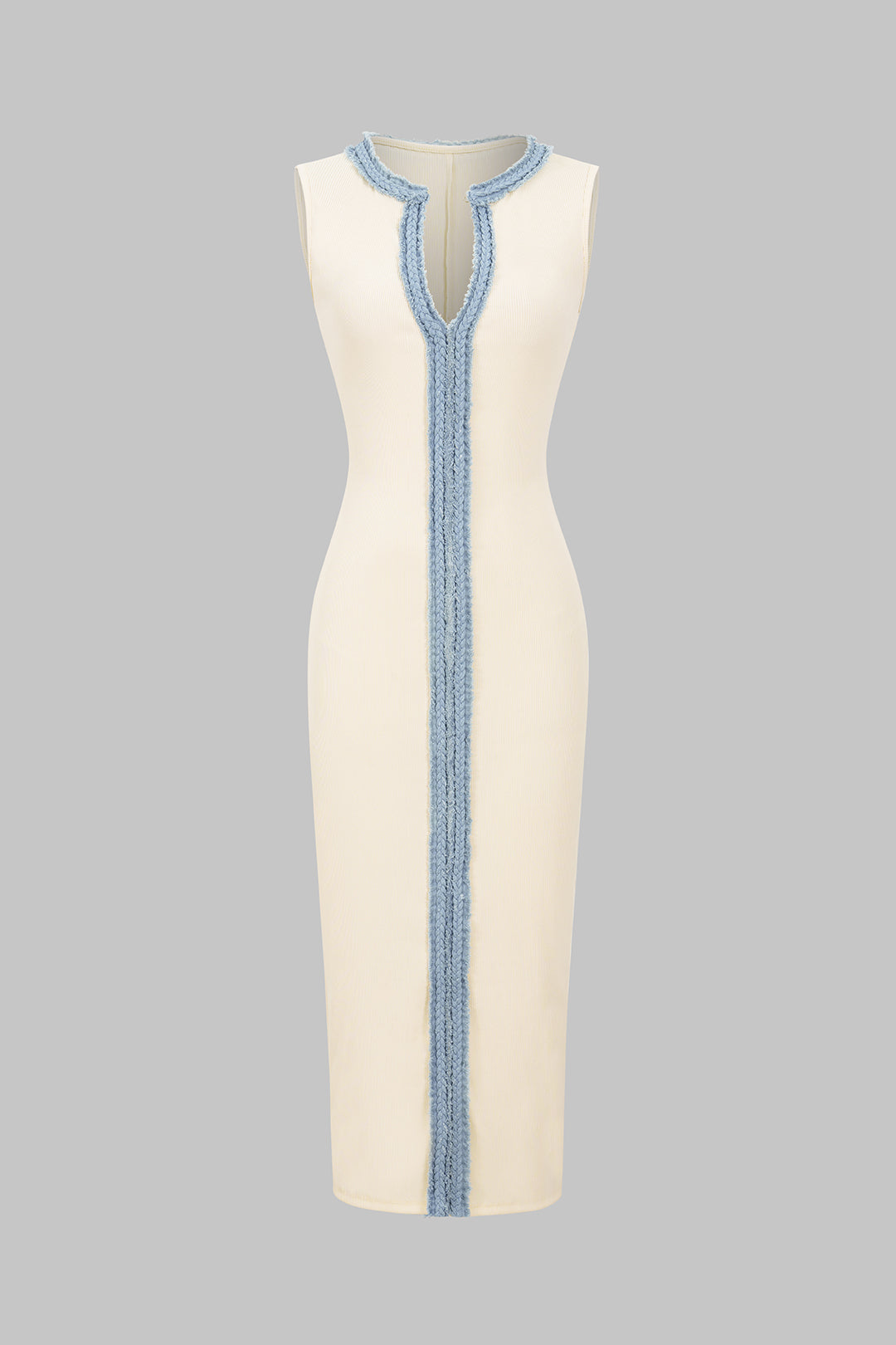 Vestido Maxi Patchwork Contrast Sin Mangas Elegante Moderno