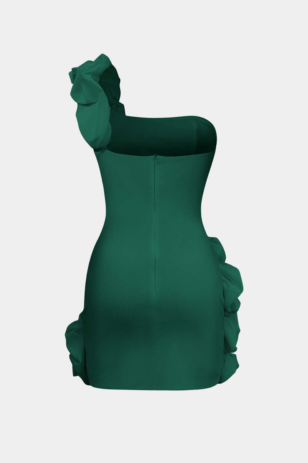 Vestido Mini Asimétrico Un Solo Hombro Con Volantes