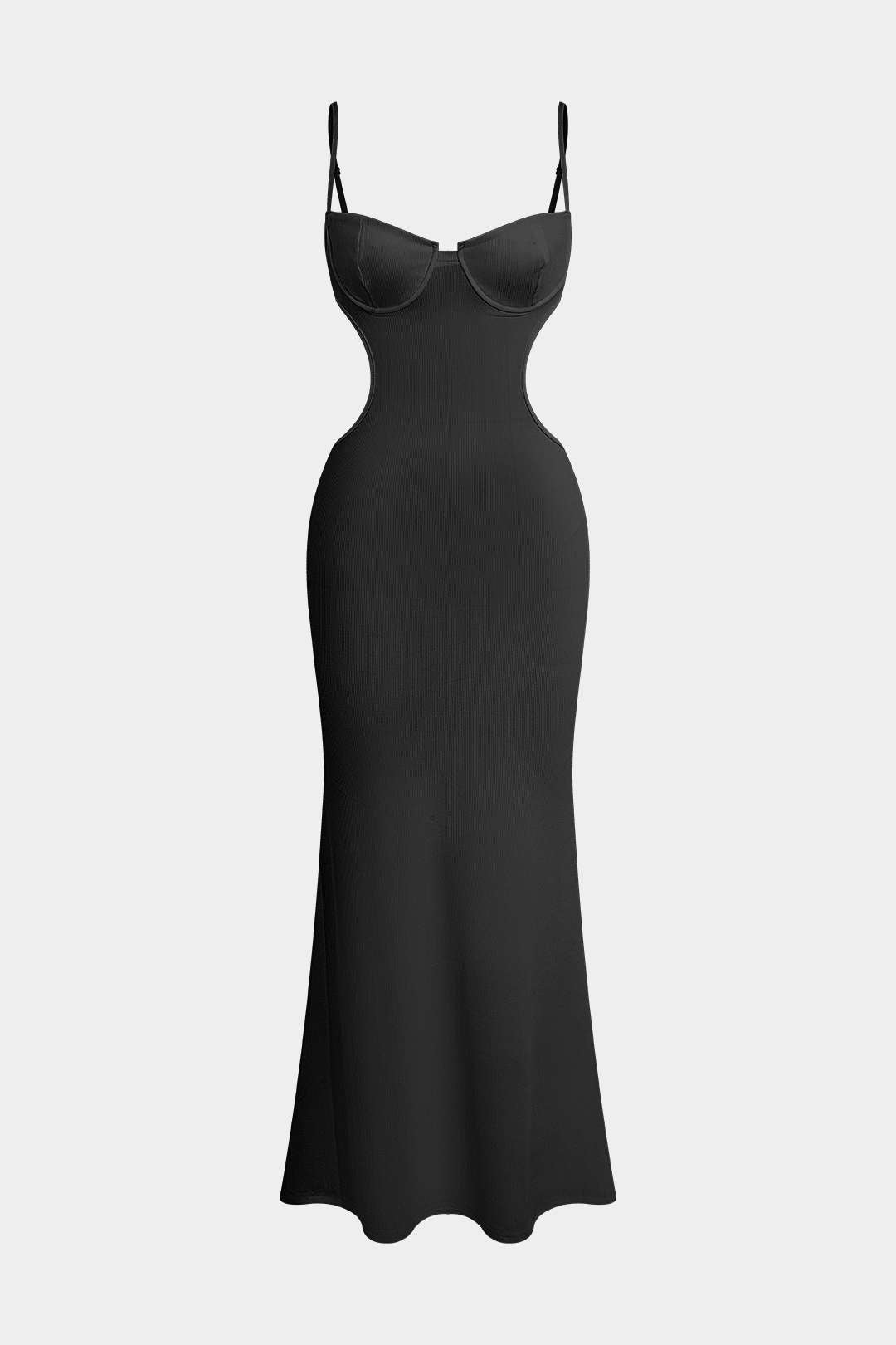 Vestido De Noche Sin Espalda Con Bustier Cuello Barco