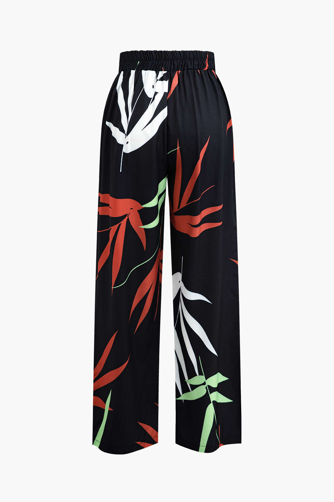 Conjunto Top Espagueti Pantalón Estampado Hojas De Bambú