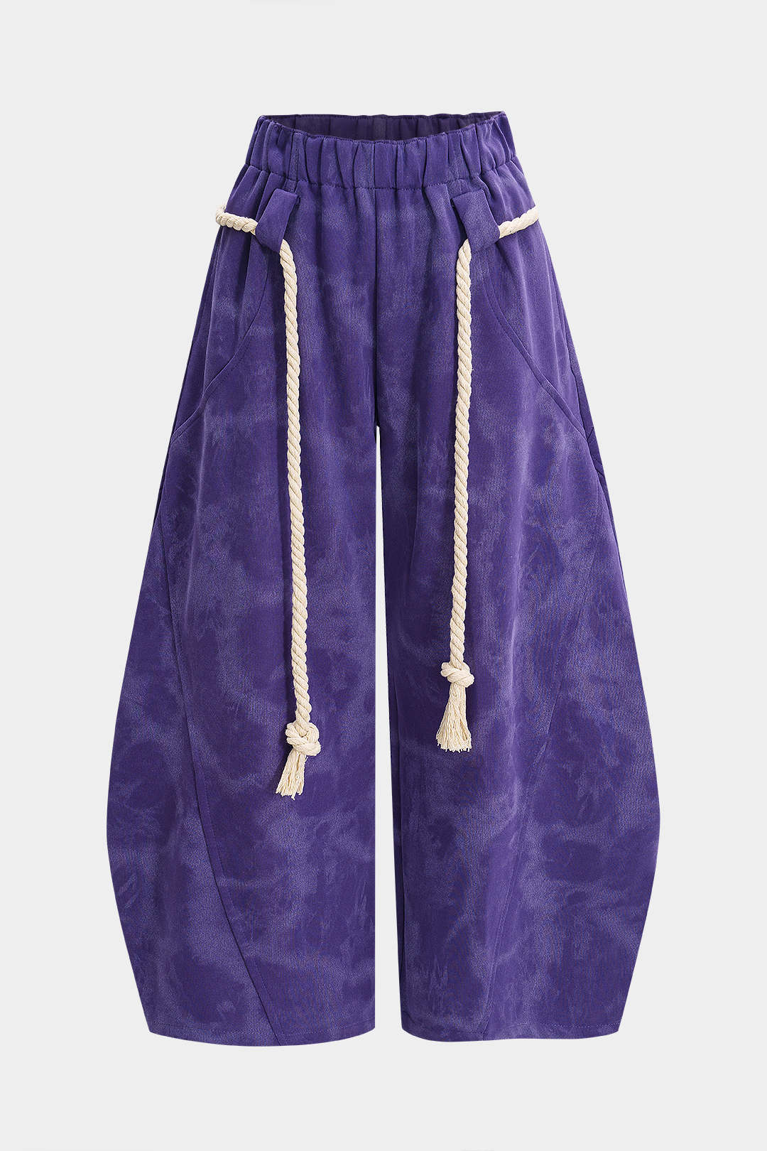 Pantalones Anchos Con Cordón Tie Dye Mármol Para Mujeres