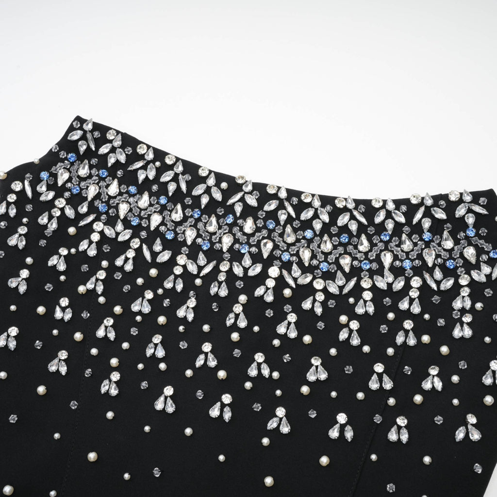 Vestido Mini Azul Melisande Con Perlas Y Cristales