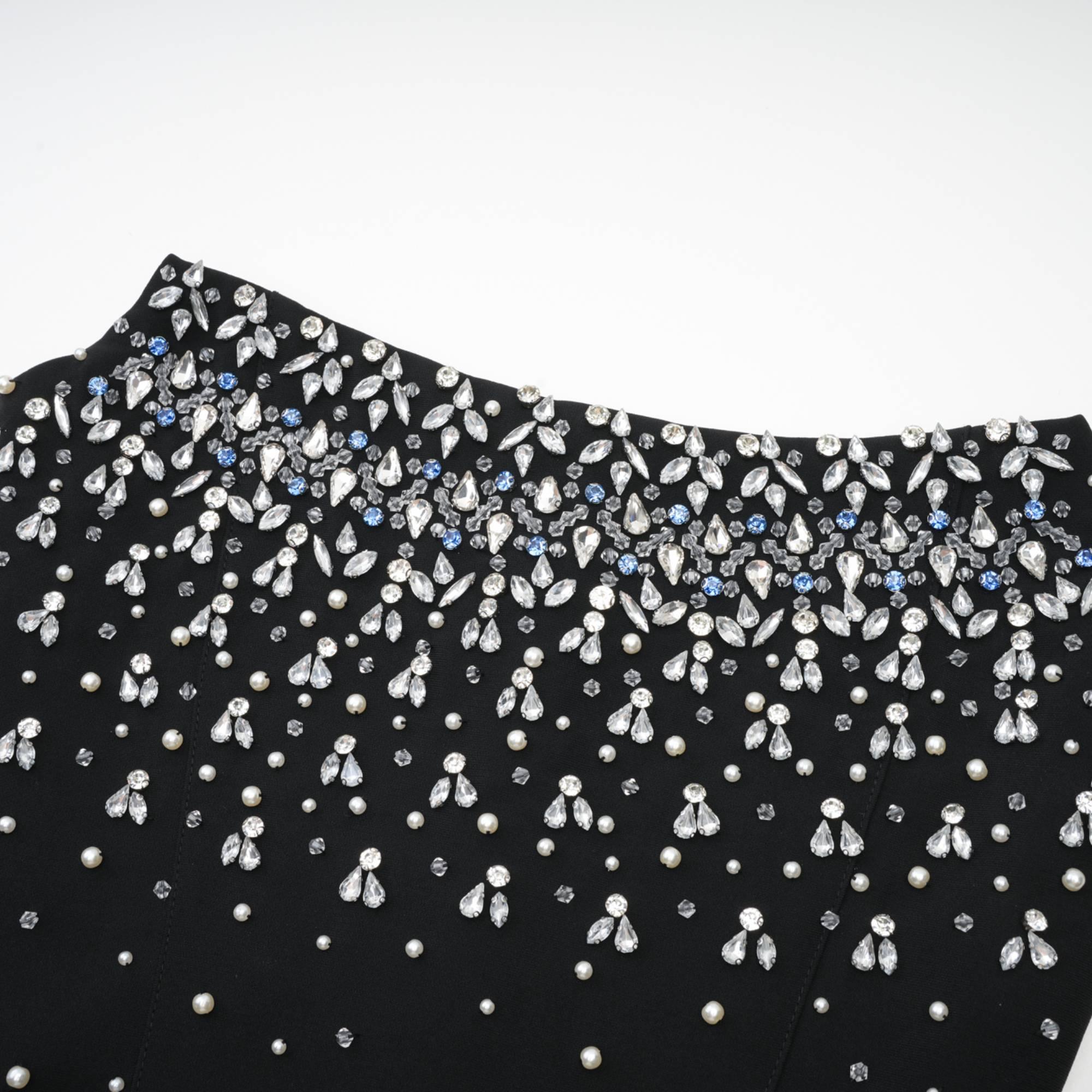 Vestido Mini Azul Melisande Con Perlas Y Cristales