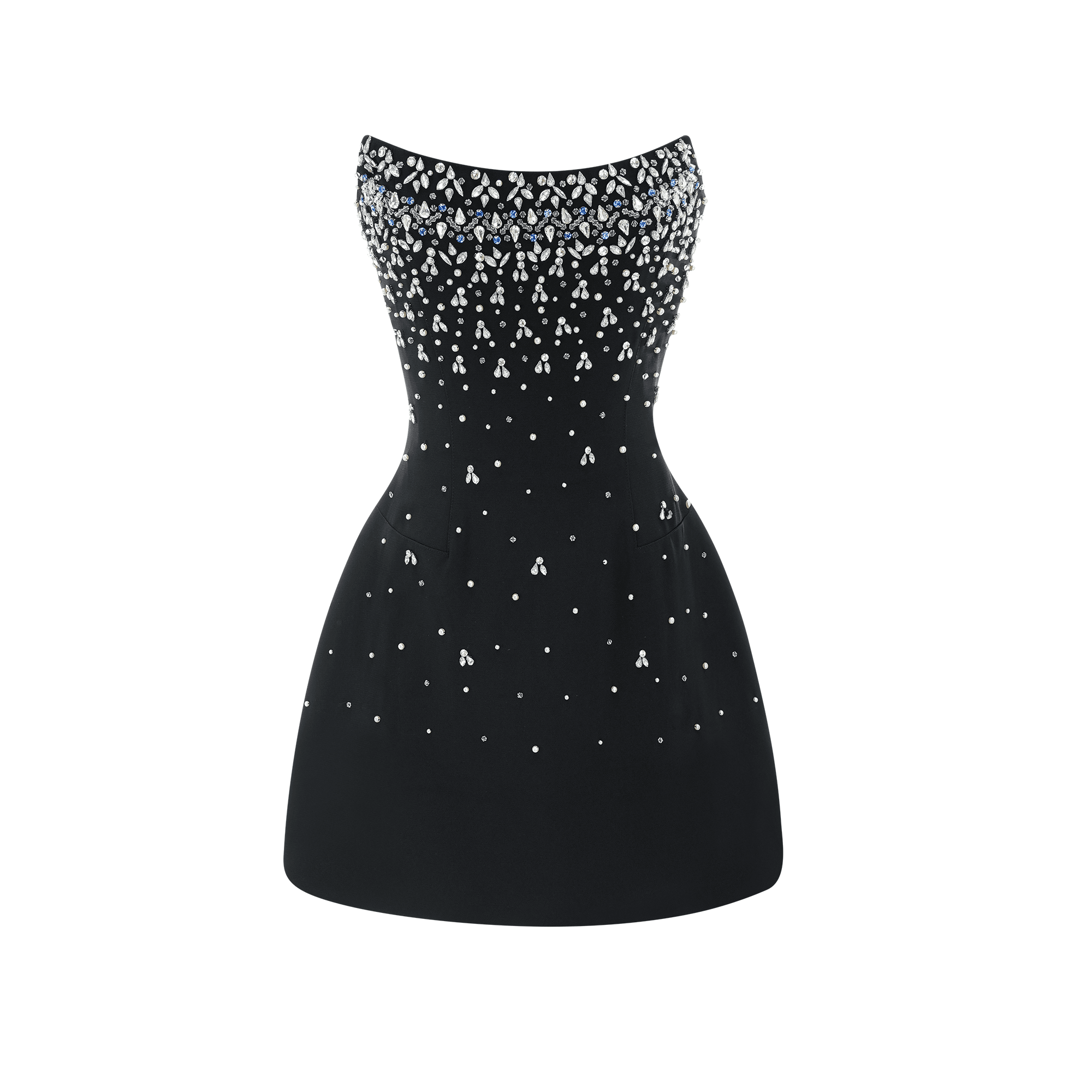 Vestido Mini Azul Melisande Con Perlas Y Cristales