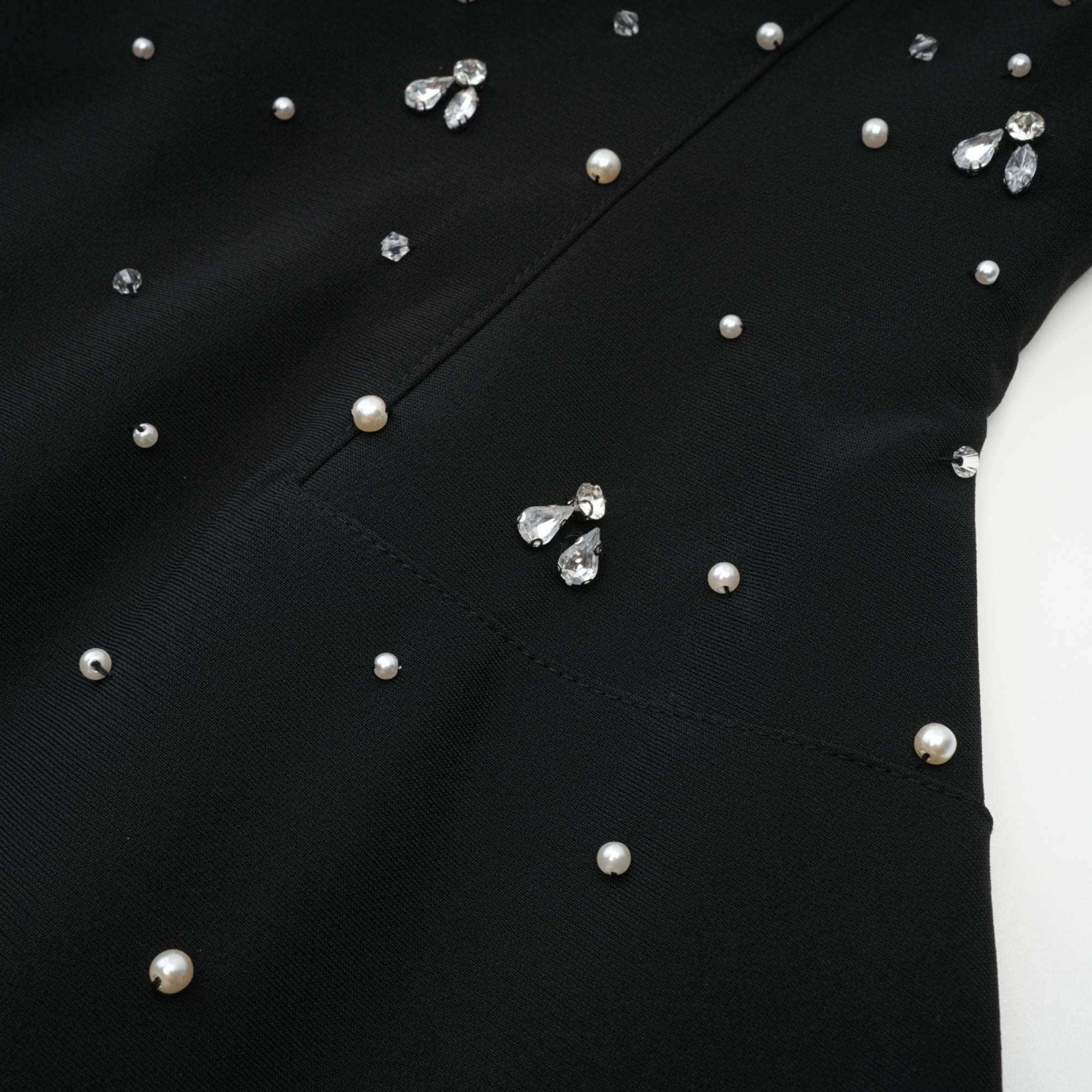 Vestido Mini Azul Melisande Con Perlas Y Cristales